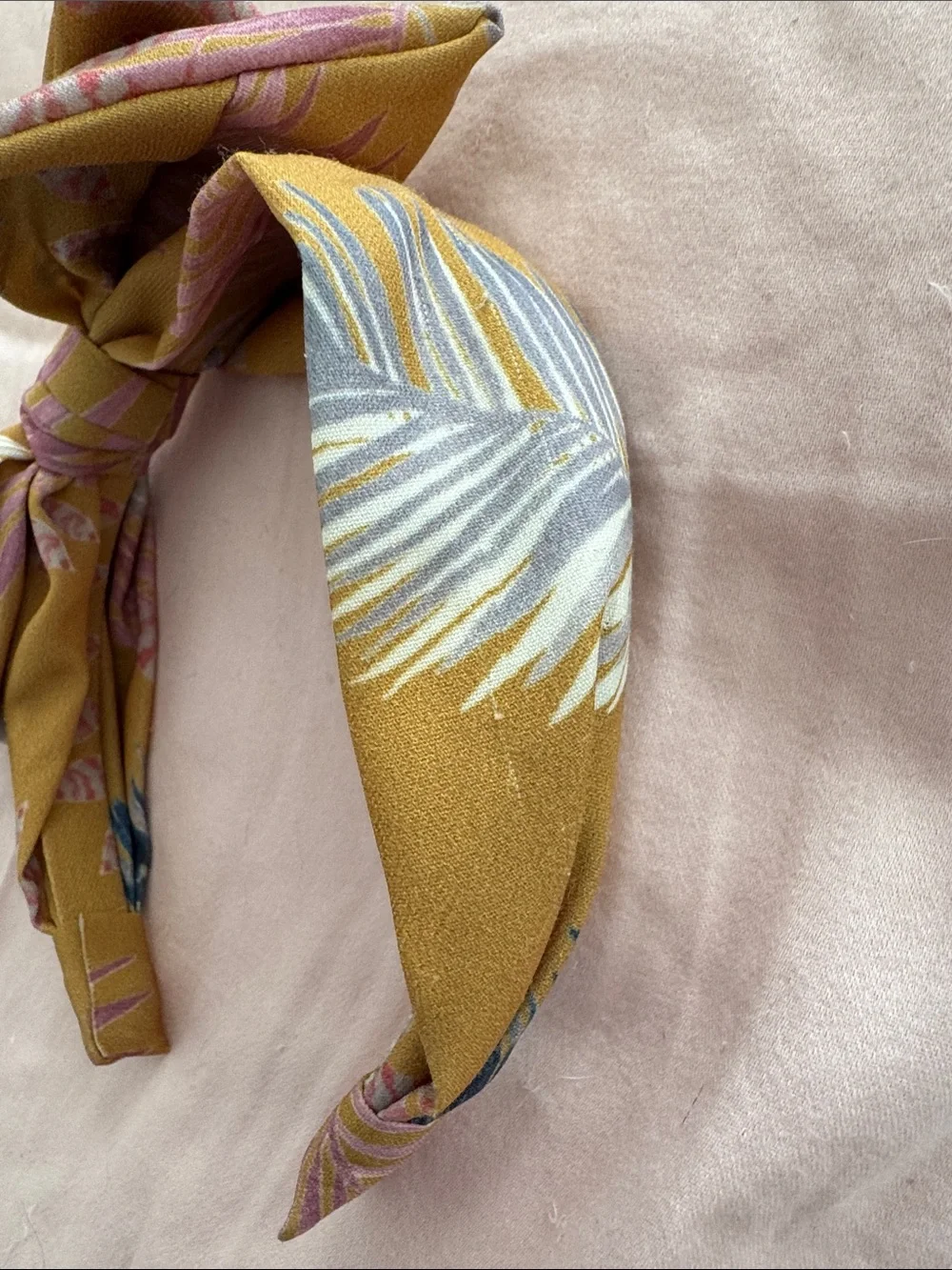 Anthropologie Mustard Tropical Print Knot Headband - Women Accessories